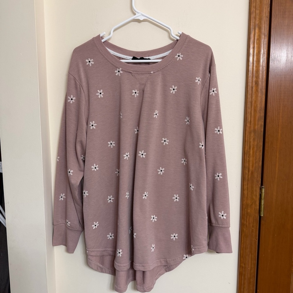 Jane & Delancey Mauve Floral Embroidered Long Sleeve Top